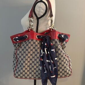AUTHENTIC Gucci Red and Navy Tote Bag